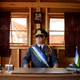 President Baugh of Molossia sits in the Office of the President — which he built.